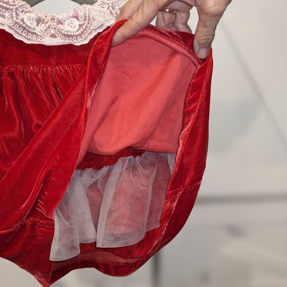 Janie & Jack Red Velour Lace Collar Dress 12–18M Holiday Christmas EUC - Picture 7 of 8